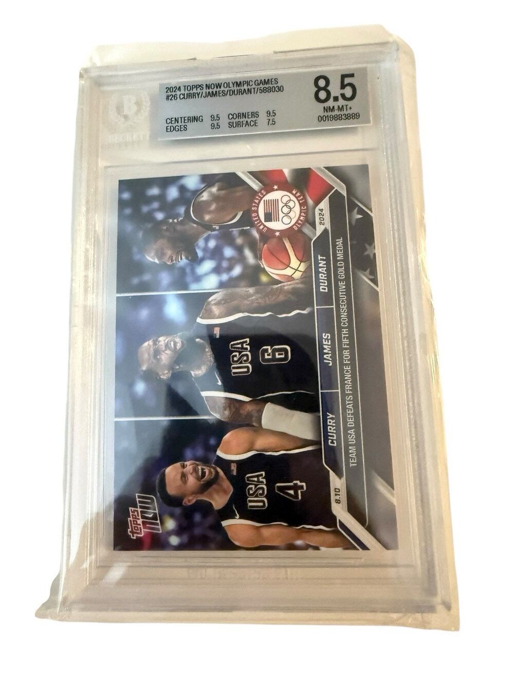 2024 Topps Now Olympic Games #26 Curry Durant Lebron James Beckett 8.5 Near Mint